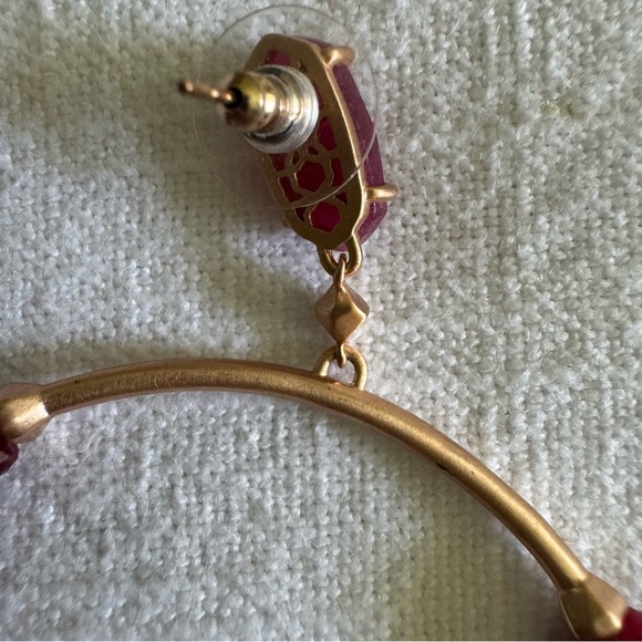 Kendra Scott Russel Beaded Hoop Earrings in Pink Agate 14k Gold Plated - Picture 6 of 7